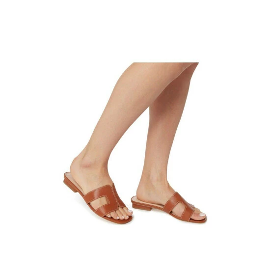 Dune London Wide Fit 'Loupe' Leather Sliders For Female - Image 5