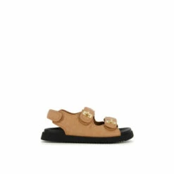 Dune London &apos;Lockstockk&apos; Double Strap Turn Lock Leather Flat Sandals For Female
