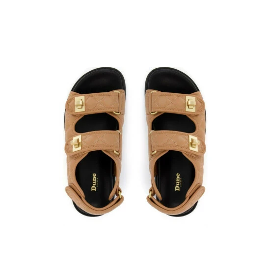 Dune London 'Lockstockk' Double Strap Turn Lock Leather Flat Sandals For Female - Image 4