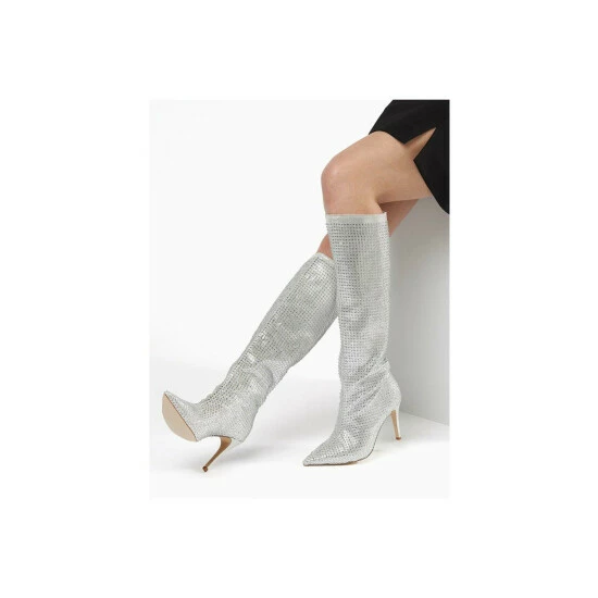 Dune London 'Sparkly' Suede Knee High Boots For Female - Image 5